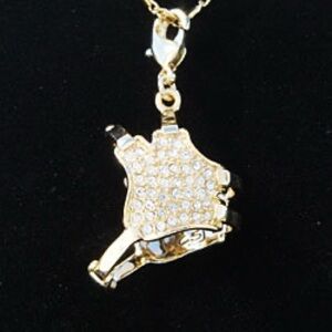 24kt plate Gold or White Swarovski Wrestling Head Gear Pendant Charm